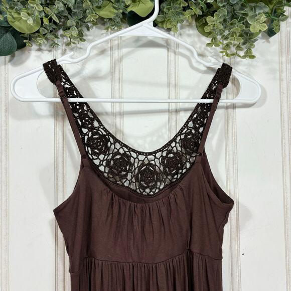 Max and Cleo Boho Hippie Floral Casual Brown Sleeveless Embroidered Top XS - Picture 4 of 9